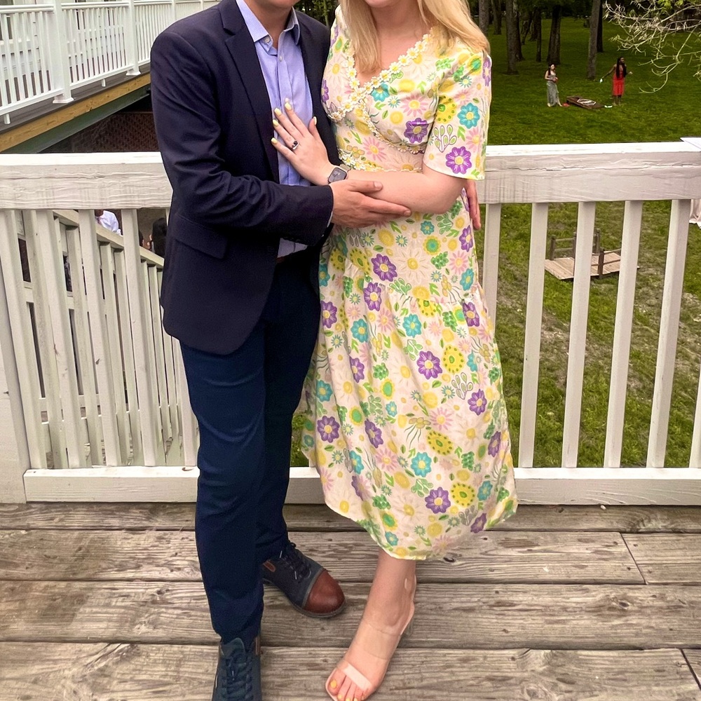 Never Fully Dressed | Mirabel Clover Colorful Floral Applique Midi Dress Size 8